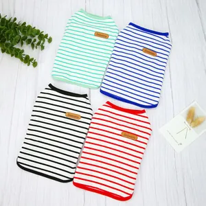 Soft Cotton Striped Pet Dog Vest Breathable Puppy Shirt Casual Cat Clothes Summer Sleeveless T-Shirt For Small Medium Dogs