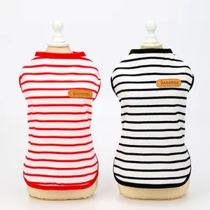 Striped pet vest in red and black colors for cats and small dogs summer wear