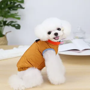 Ginger yellow quilted pet vest with colorful high neck and D-ring for dogs and cats