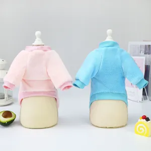 Pink and blue soft fleece pet hoodies for cats and dogs with cozy ribbed cuffs