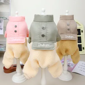 Body Invernale per Cani e Gatti Cappotto in Cotone Imbottito a Quattro Zampe Trapuntato in Nylon Patchwork Lana d'Agnello Vestiti Caldi