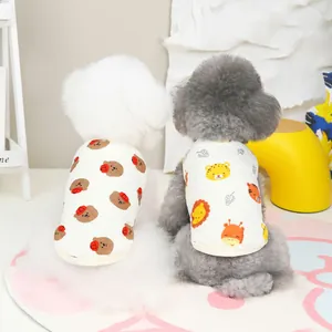 Quilted cotton pet vests with cute bear and animal prints for cats and small dogs