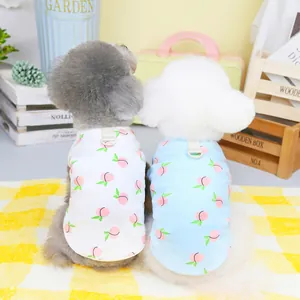 Breathable peach print pet vest with metal D-ring for leash attachment for cats and dogs