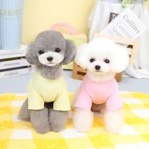 Niedliche Waffelstrick Hunde-T-Shirts in Gelb und Rosa, atmungsaktive Haustierkleidung für Hunde