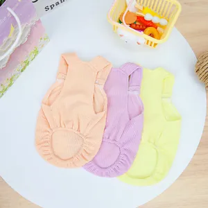 Breathable waffle knit pet vests in orange, purple, and yellow for small cats and dogs