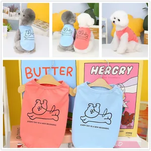 Pet Dog Cat Vest Summer Cotton Blend Breathable Sleeveless T-Shirt Cartoon Dog Printed Puppy Clothes For Small Dogs Cats Daily Wear