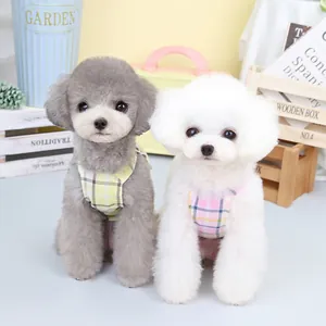 Plaid cotton pet vests for small dogs in yellow and pink checkered patterns