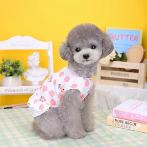 Sommer-Haustierkleid mit rosa Punkten und Zitrusmotiven für kleine Hunde und Katzen