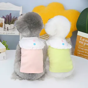 Gilet en coton respirant pour animaux avec col en dentelle pour petits chiens