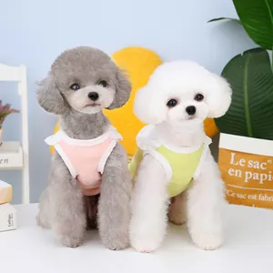Ensemble de gilets en coton rose et vert avec dentelle pour petits chiens et chats
