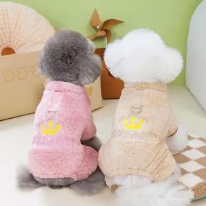 Combinaison en polaire pour animaux avec broderie couronne et anneau en D