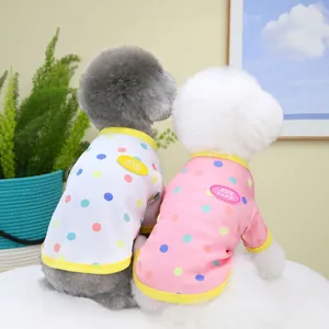 Matching rainbow polka dot pet t-shirts for small dogs featuring Awesome patch