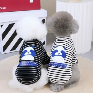 Sweat à rayures pour animaux avec motif panda mignon pour petits chiens et chats en coton