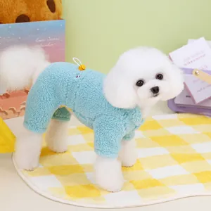 Hellblauer Haustier-Fleece-Einteiler mit Kordelzug für kleine Hunde und Katzen