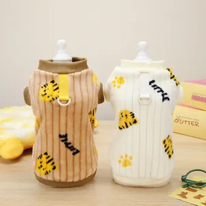 Warme Haustier Weste Flanell Fleece Hundemantel Mit Leinen D-Ring Tiger Muster Gestreifte Katzenpullover Für Kleine Hunde Katzen Welpen Herbst Winter Bekleidung
