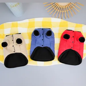 Padded pet winter jackets for cats and small dogs in beige, blue, and red colors