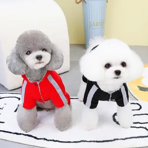 Sporty hooded pet hoodies with reflective stripes in red and black for cats and dogs