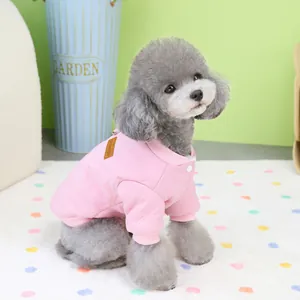 Cozy pink quilted cotton vest for small dogs and cats with ribbed collar and cuffs