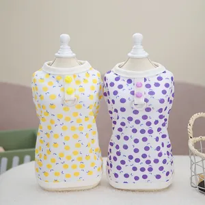 Gilet d'été pour Animaux de Compagnie Imprimé Fruits Texture Gaufre pour Chiens Chats Débardeur Respirant sans Manches pour Chiot avec Décoration en Anneau en D