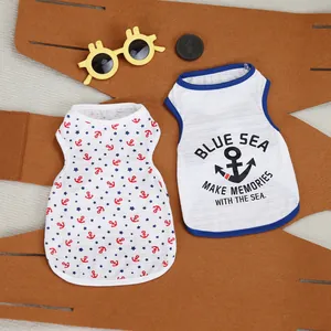 Nautische Haustier Weste Atmungsaktive Baumwolle Hund Katze Tank Top Anker Stern Sommer Kleidung Für Kleine Mittlere Haustiere