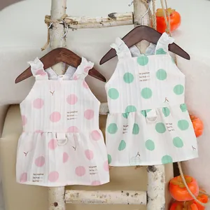 Sweet Polka Dot Pet Dress With Ruffle Collar Soft Polyester Dog Clothes For Small Dogs And Cats Princess Style Pet Apparel