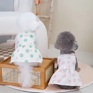 Polka dot pet dresses for dogs and cats with positive quotes in green and pink colors