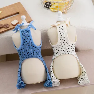Set canotta per animali con motivo a stelle e volant per gatti e cani in blu e bianco