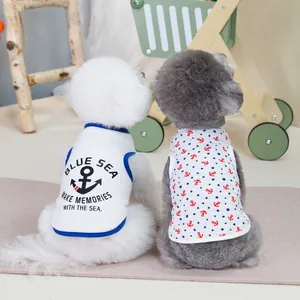 Hundeweste im Matrosenstil mit Ankerprint für kleine Hunde und Katzen im Sommer