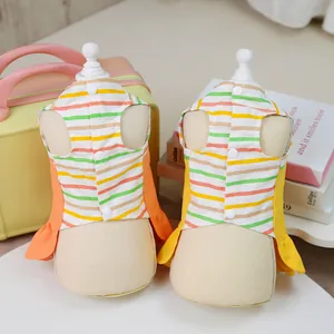 Robe rayée pour chats et chiens avec fermeture à boutons et style patchwork coloré