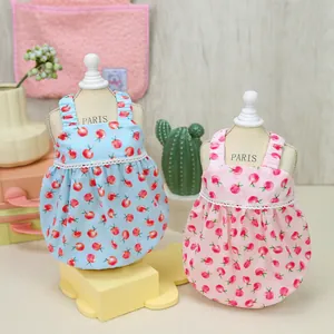 Süße Haustier Peach-Muster Trägerkleider mit Spitze in Pink und Blau für Katzen und Hunde