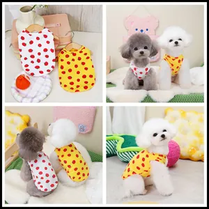 Pet Vest Summer Strawberry Print Cotton Blend Dog Vest Sleeveless Cat Clothing Breathable Puppy Apparel For Small Dogs Cats