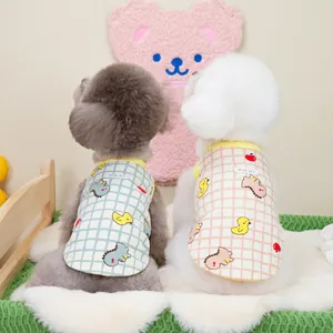 Gilets à carreaux pour animaux avec motifs dinosaures et canards pour chiens