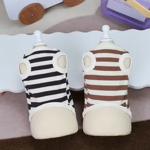 Canotte a righe per animali in maglia di cotone nero e marrone per cani e gatti
