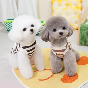 Gilet a righe per cani di piccola taglia in marrone e beige per barboncini