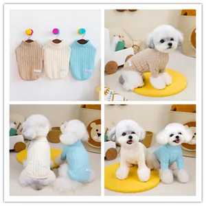 Soft Pet Dog Sweater High Neck Ribbed Knit Base Shirt Warm Cotton Puppy Cat Clothing For Small Pets Solid Color Winter Apparel