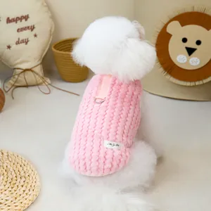 Roze fluwelen huisdier vest met golftextuur en D-ring voor kleine honden en katten