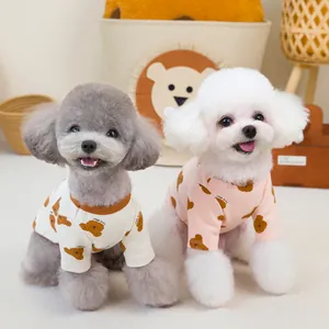 Simpatiche magliette per animali con stampa orsetto in rosa e crema per cani