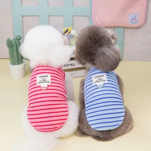 Gilet rayé respirant pour animaux avec anneau en D pour petits chiens et chats en rose