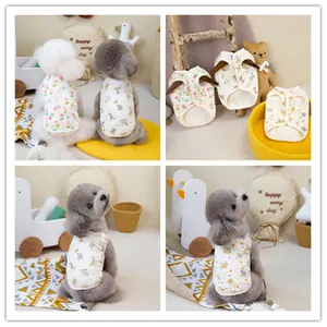 Quilted Pet Vest Soft Cotton Padded Puppy Dog Cat Clothes Sleeveless Floral Animal Print Pet Apparel Jacket Small Pet Vest