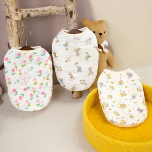 Quilted cotton pet vest for cats and dogs featuring cute animal and floral patterns