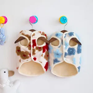 Fleece pet vests for cats and dogs with floral patterns and plush lamb wool texture