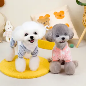 Leuchtende Haustier-Vliespullover mit blauen Streifen und rosa Sternen für Hunde und Katzen