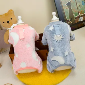 Plüsch-Haustieroverall mit leuchtenden Sternmustern und D-Ring für kleine Hunde und Katzen