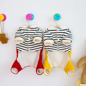 Warmer Cord-Haustier-Overall für kleine Hunde und Katzen mit Fleece-Futter und Streifen