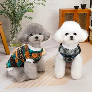Pulls en maille style nordique à losanges pour chats et petits chiens, couleurs vives