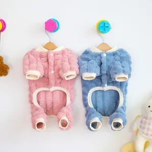 Mono de forro polar a cuadros para mascotas en rosa y azul para perros y gatos