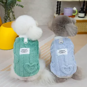 Pluche huisdierentrui in lichtgroen en blauw met D-ring voor honden en katten van fleece