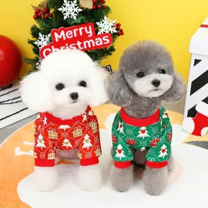 Festive Christmas tree pet hoodies in red and green colors for cats and dogs