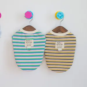 Striped Cotton Pet Vest With Harness D-Ring Casual Dog T-Shirt Breathable Puppy Cat Clothes For Small Medium Dogs