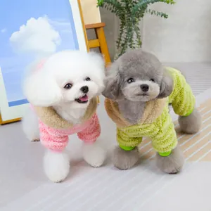 Sweats à capuche rayés ours arc-en-ciel pour petits chiens et chats en rose et vert